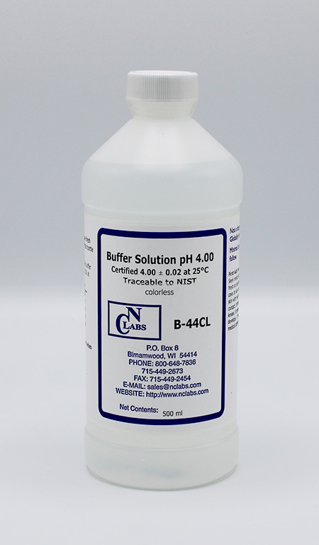 pH Buffer Solution, pH 4.00, Colorless, NIST - B-44CL