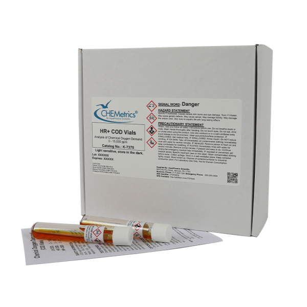 COD-7375, COD Vials, 0-15000 ppm, 300 ppm MDL - PK(98/pk)