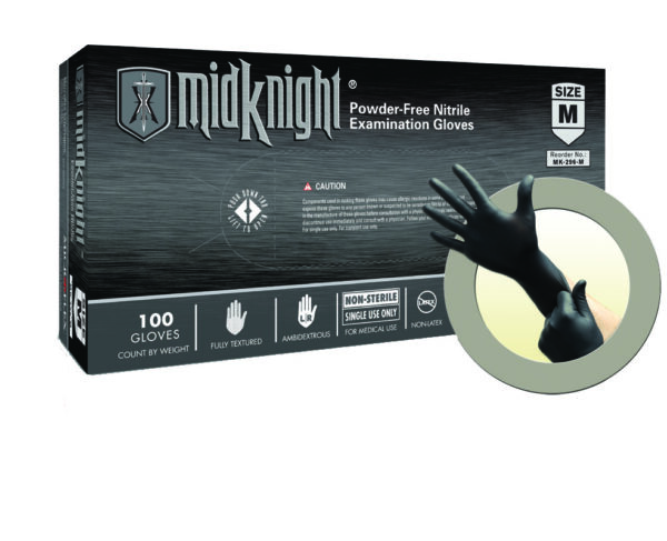 GD-296-L - MidKnight Black Powder-Free Nitrile Gloves, Size L (GD296L)