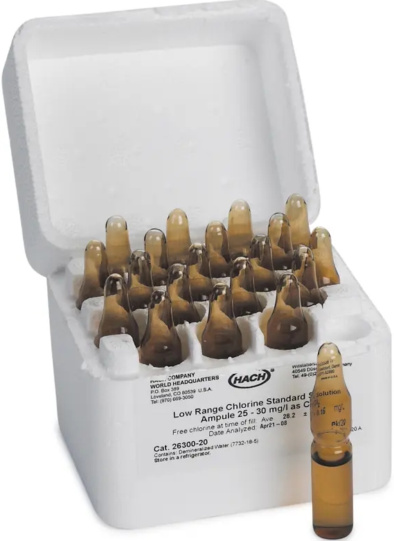 H-14268-20, Chlorine Standard, 50-75 mg/l,  in 2 ml PourRite™ Ampules - PK(20/pk)