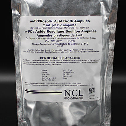 M-FC Broth w/ Rosolic Acid in Plastic Ampules, pk/50 - NCL-882
