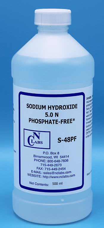 Sodium Hydroxide, 5.0 N, Certified Phosphate-Free, NIST - S-48PF