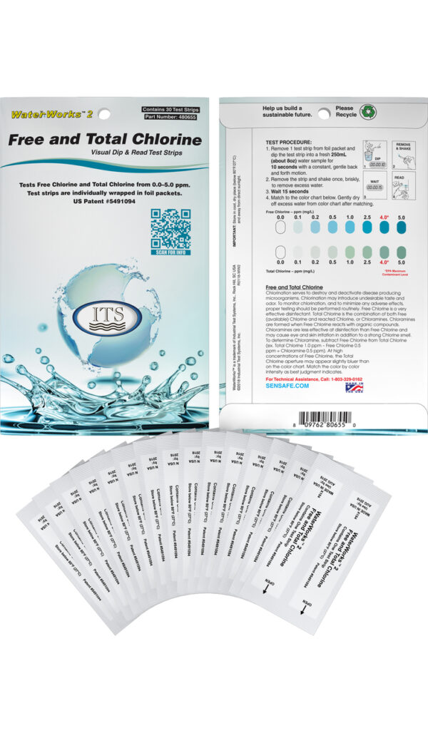 TS-655 - Free and Total Cl₂ Test Strips, 0.1-5 ppm, PK(30/pk) (TS655)
