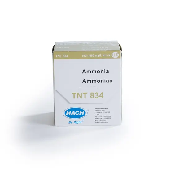 H-TNT834, Ammonia TNTplus Vial Test, UHR+ (100-1800 mg/L NH₃-N), 25 Tests (HTNT834)