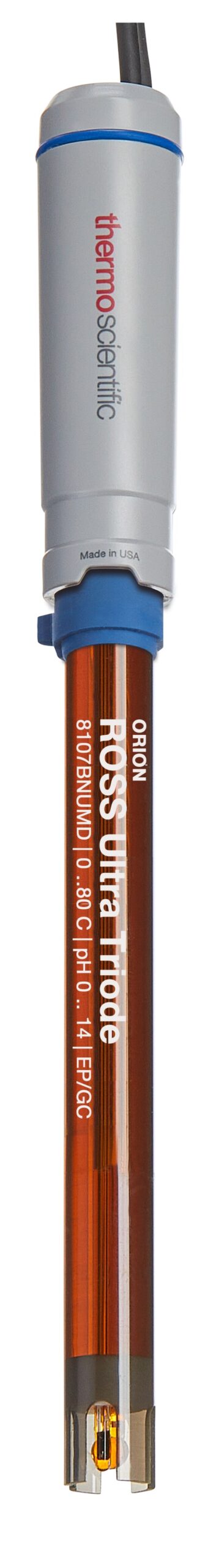 O-8107BNUMD, Orion ROSS Ultra Low Maintenance pH/ATC Triode Combination Electrodes with a BNC and 8-pin MiniDIN Connector and 1 meter cable